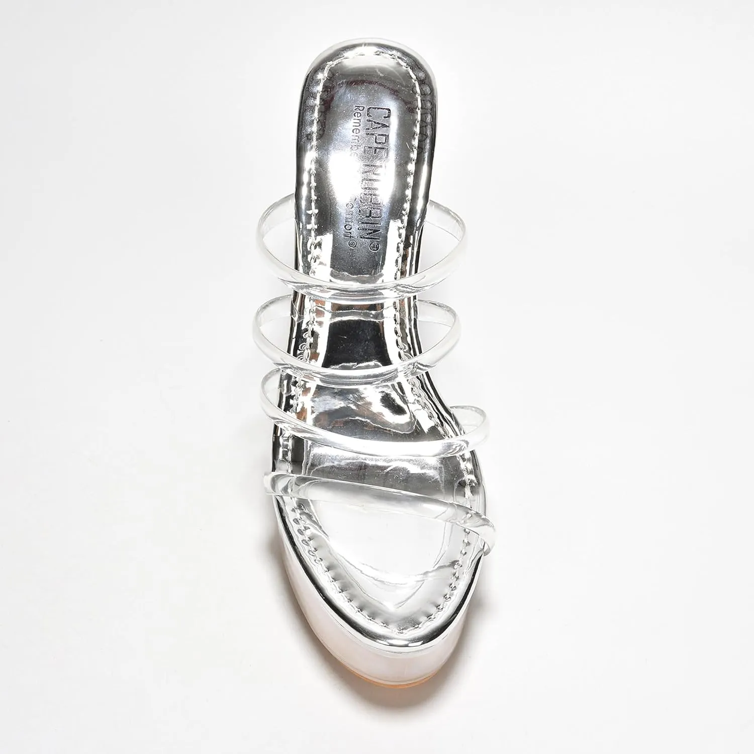 Women's Clear Strappy Stiletto Heels - Nude Platform Sandals with Ankle Strap | Pleaser (Kim)