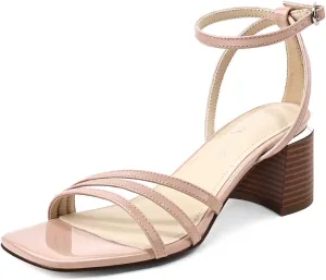 Women's Heels Chunky Block Strappy Square Open Toe Ankle Buckle Heeled Sandals Wedding Party Dress Shoes Summer