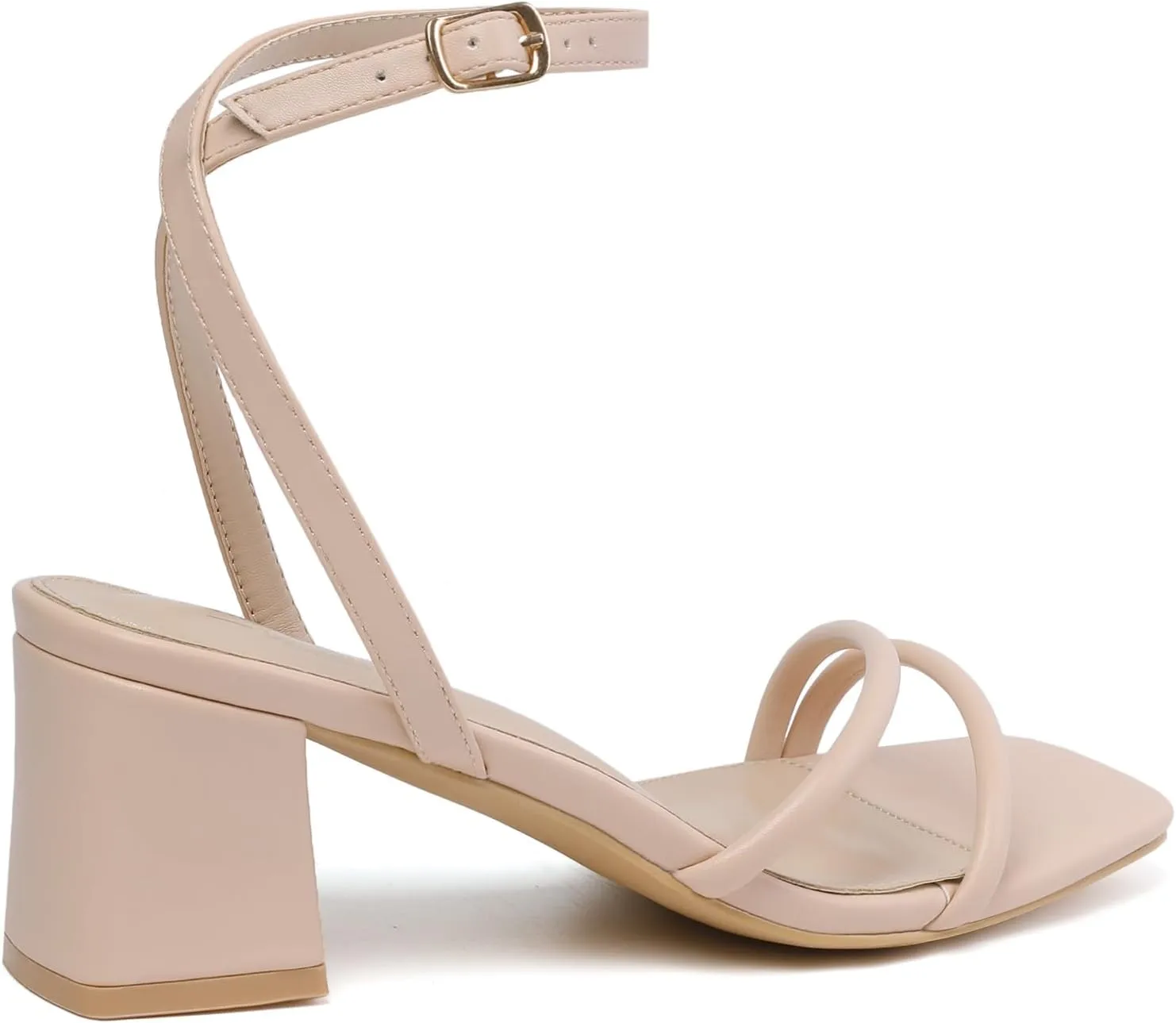 Women's Heels Chunky Block Strappy Square Open Toe Ankle Buckle Heeled Sandals Wedding Party Dress Shoes