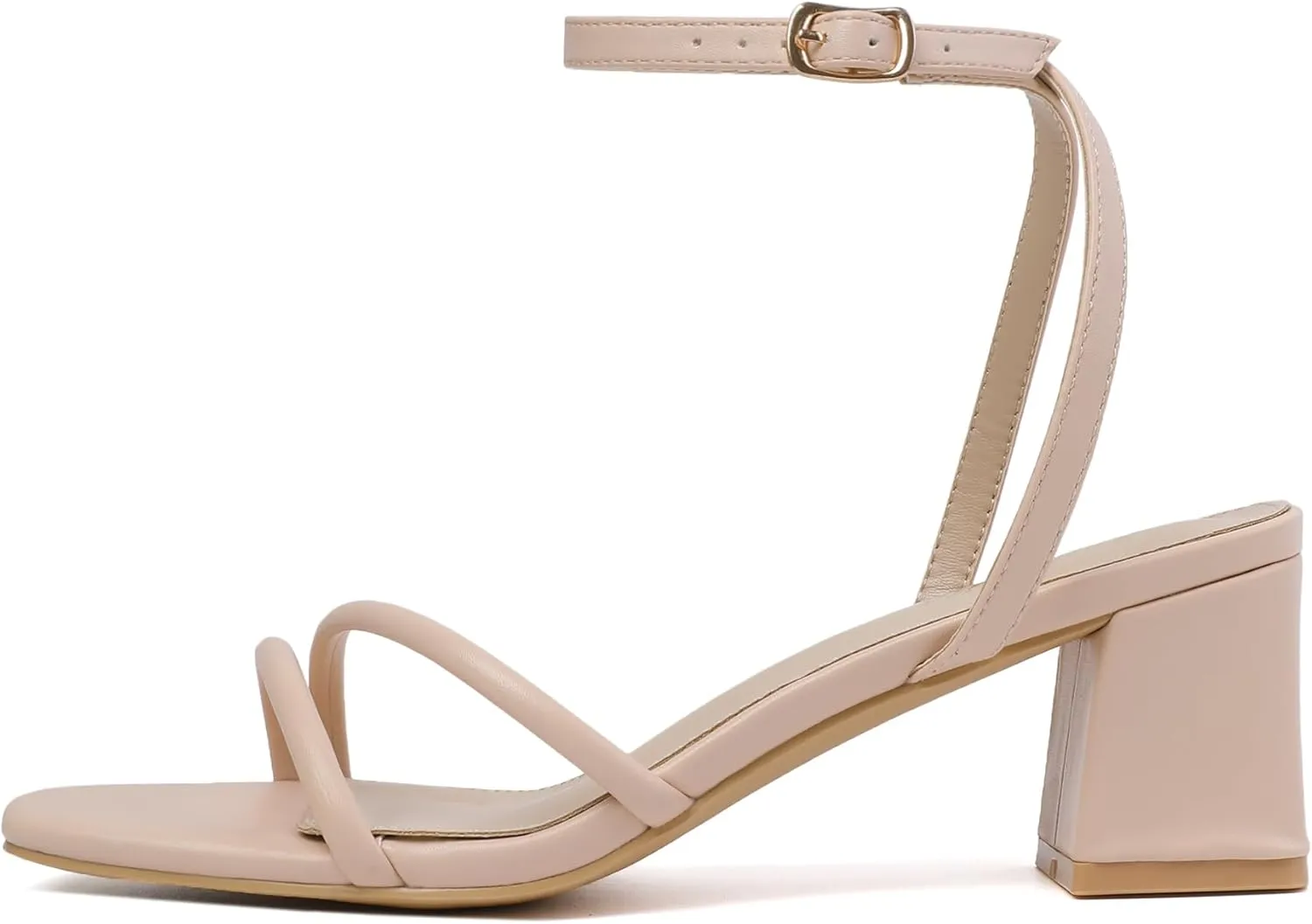 Women's Heels Chunky Block Strappy Square Open Toe Ankle Buckle Heeled Sandals Wedding Party Dress Shoes