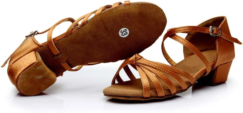 Women's Latin Dance Shoes Ballroom Practice Dance Heels Dressy Wedding Bride Sandals Prom Graduation Business Heels
