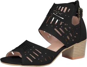 Women's Platform Chunky Block High Heel Dress Sandals 2025 Casual Open Toe Zipper Cut Out Hollow Out Summer Fashion Dressy Party High Heeled Sandals Beach Vacation Working Walking Ankle Strap Shoes