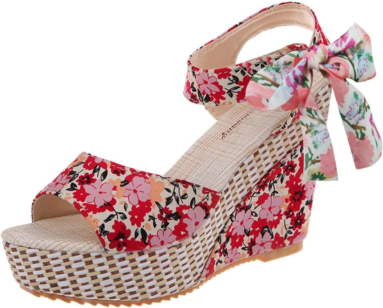Women's Platform Sandals Wedge Open Toe Ankle Strap Lace Wedding Bridesmaid Shoes Dressy Close Toe Low Heel Lightweight