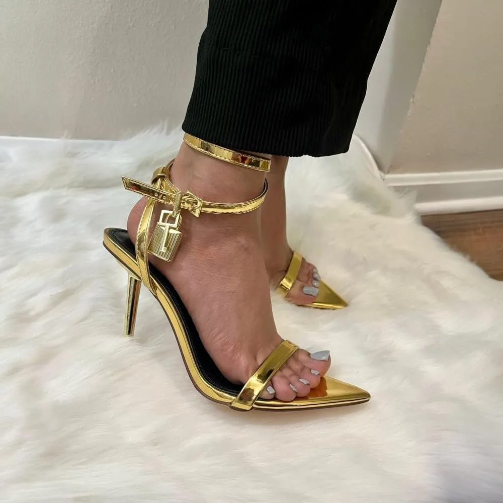 Womens Pointy Toe Stiletto High Heel Sandals
