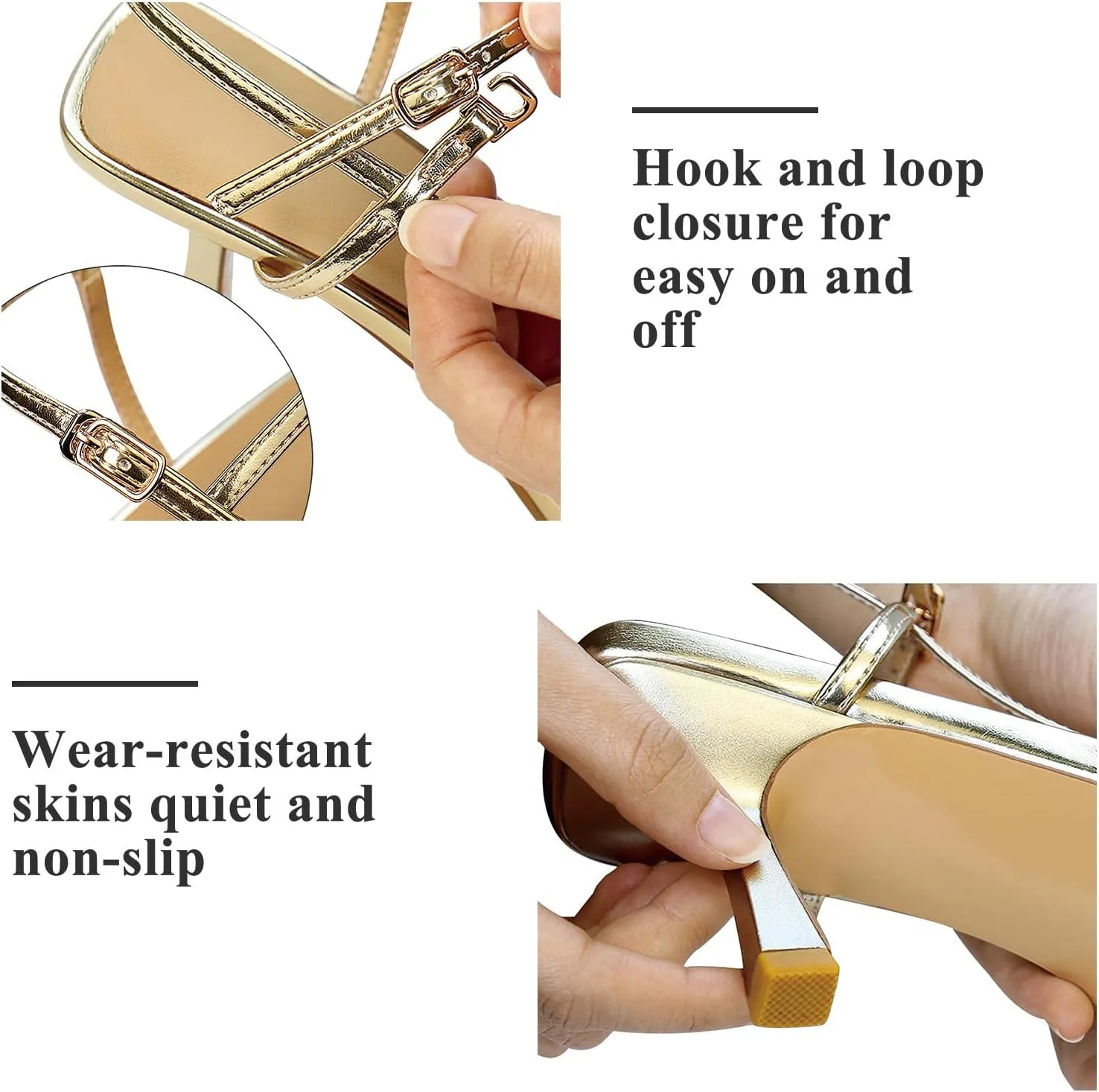 Women’s Sandals Kitten Heels Open Round Toe Thin Ankle Strap Adjustable Buckle Slingback Stiletto Heels Dressy Wedding Shoes
