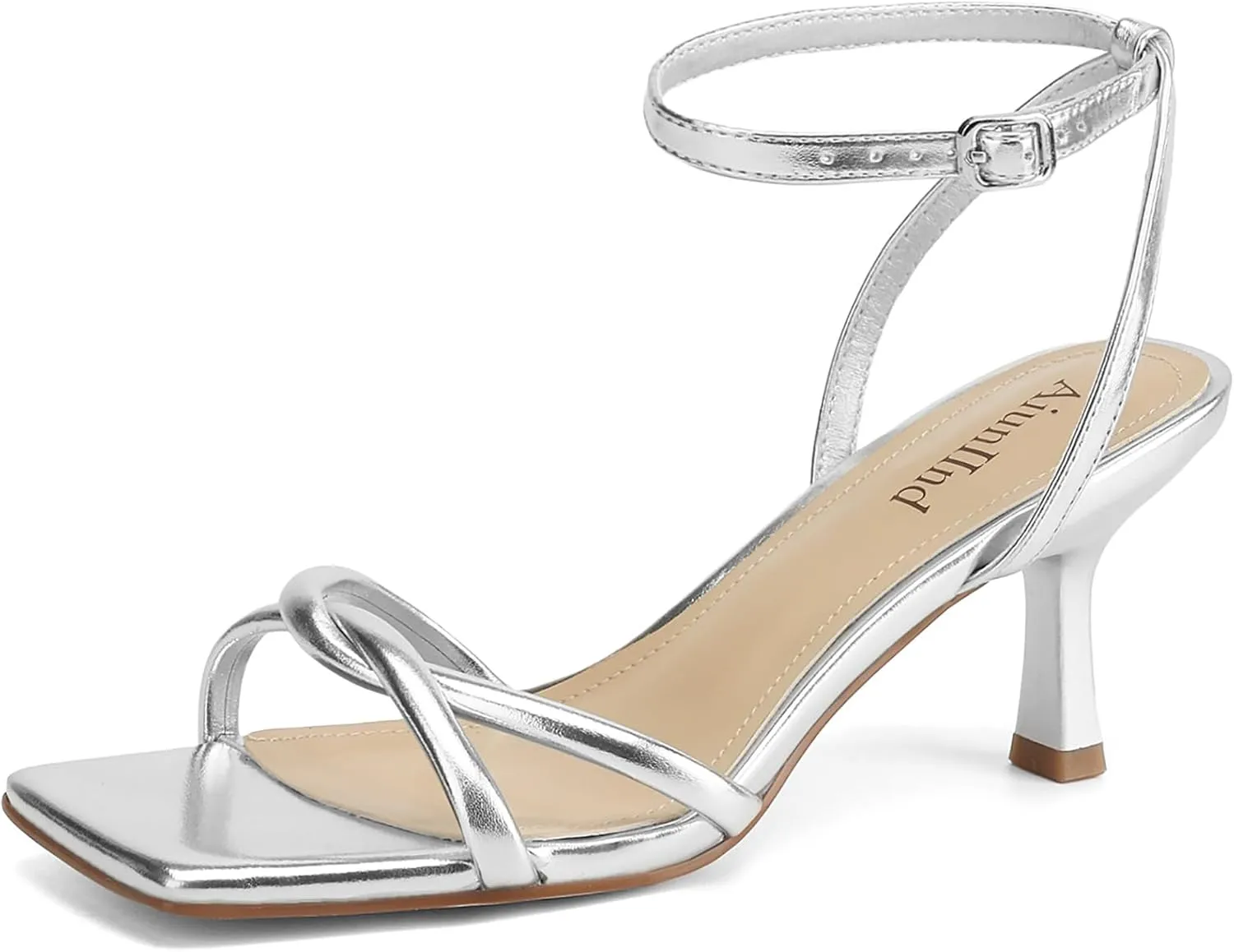 Women's Sandals Square Open Toe Kitten Heels Strappy Ankle Strap Sandals for Women Comfort Dress Party Shoes
