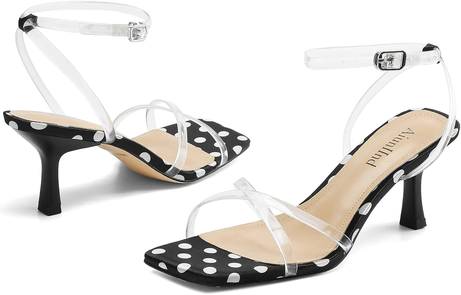 Women's Sandals Square Open Toe Kitten Heels Strappy Ankle Strap Sandals for Women Comfort Dress Party Shoes