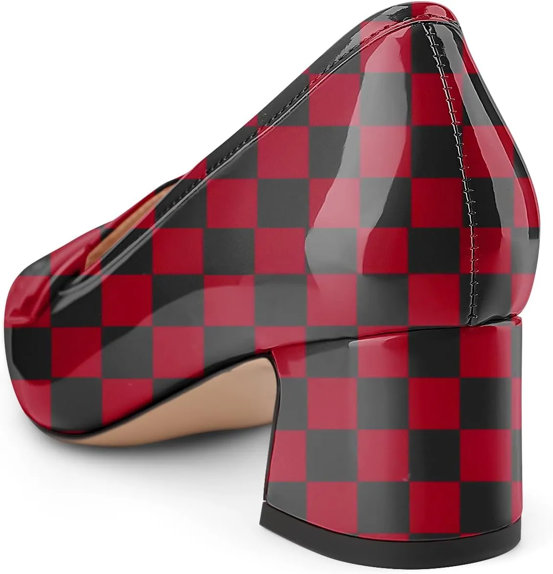 Women's Square Toe Chunky Low Heel Penny Loafers Shoes Black Patent Leather Comfortable Slip On Work Business Dressy Classic Pumps