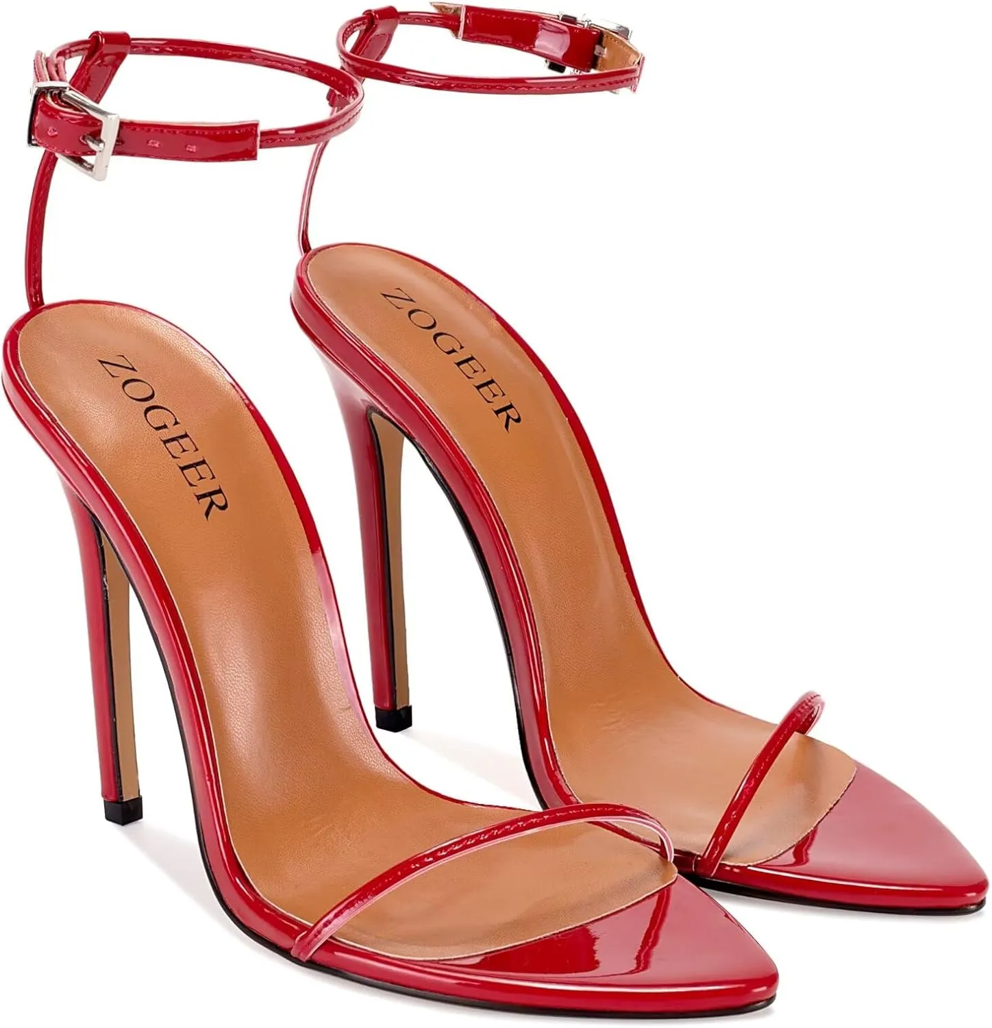 Women's Stiletto High Heeled Sandals 4.7 inch Sexy Strappy Open Toe Black Red Heels Wedding Party Evening Prom Dance Dressy Shoes