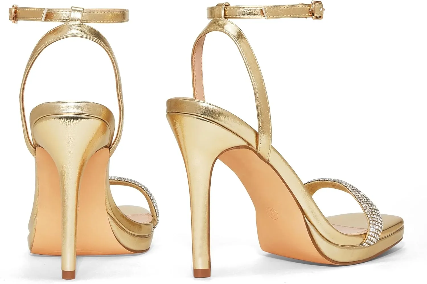 Women’s Stiletto Strappy Heeled Sandals, 4.3 Inch Square Open Toe Sexy High Heels Ankle Strap Buckle Heels for Party Wedding Dress Daily Wear Shoes