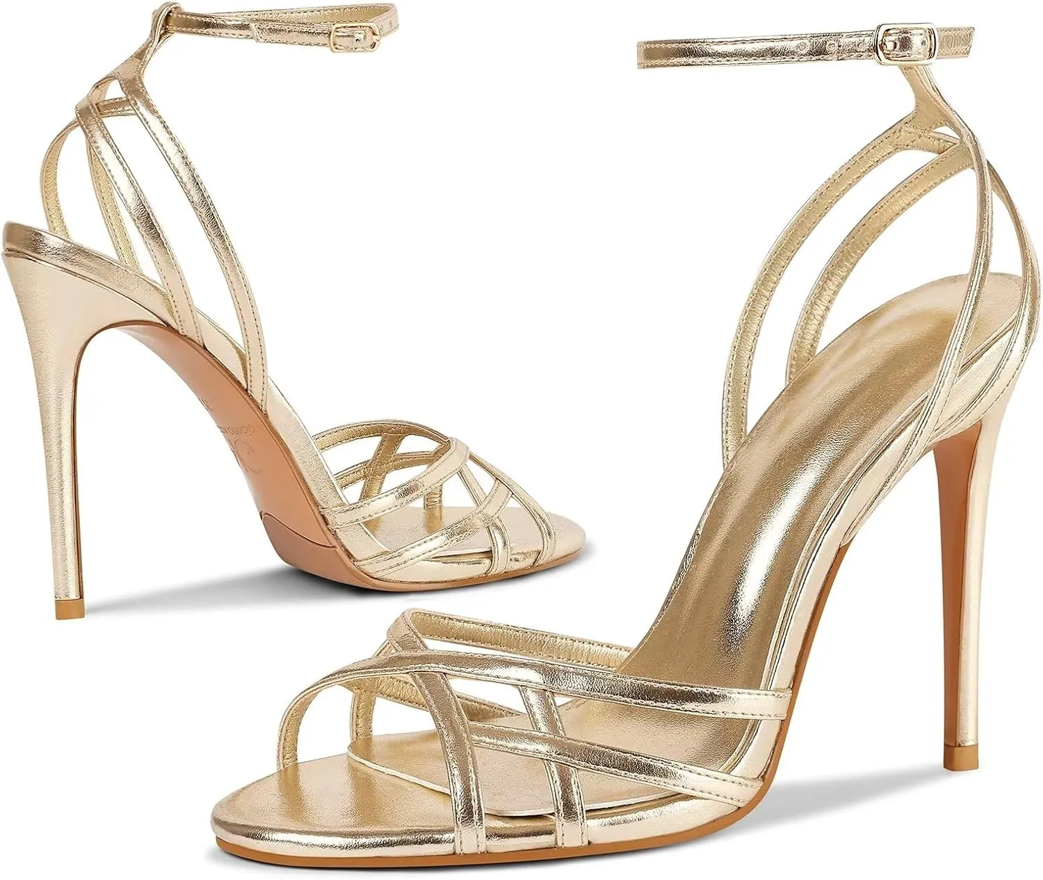 Womens Strappy Lace up Heels Sandals Sexy Stiletto High Heeled Open Square Toe Strap Summer Dress Shoes
