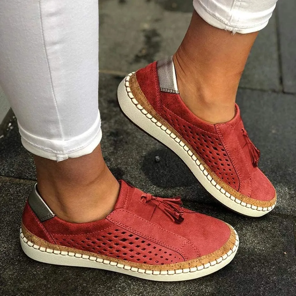 Womens Walking Shoes Comfortable Loafers Breathable Mesh Sneakers Comfort Wear Orthowear Shoes Slip On Tassel Loafers Canvas Comfy Sneakers Women Lightweight Going Out Flats Casual Footwear 2025