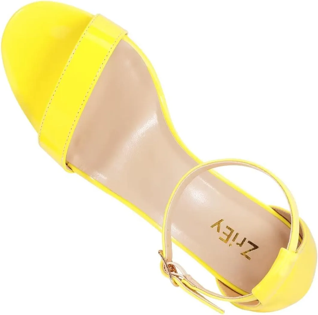 ZriEy Women's Chunky Block Open Toe Mid Heeled Sandals Two Strap Slip on Heels Slide Sandals for Party Wedding Dress Dating Daily Pumps Shoes