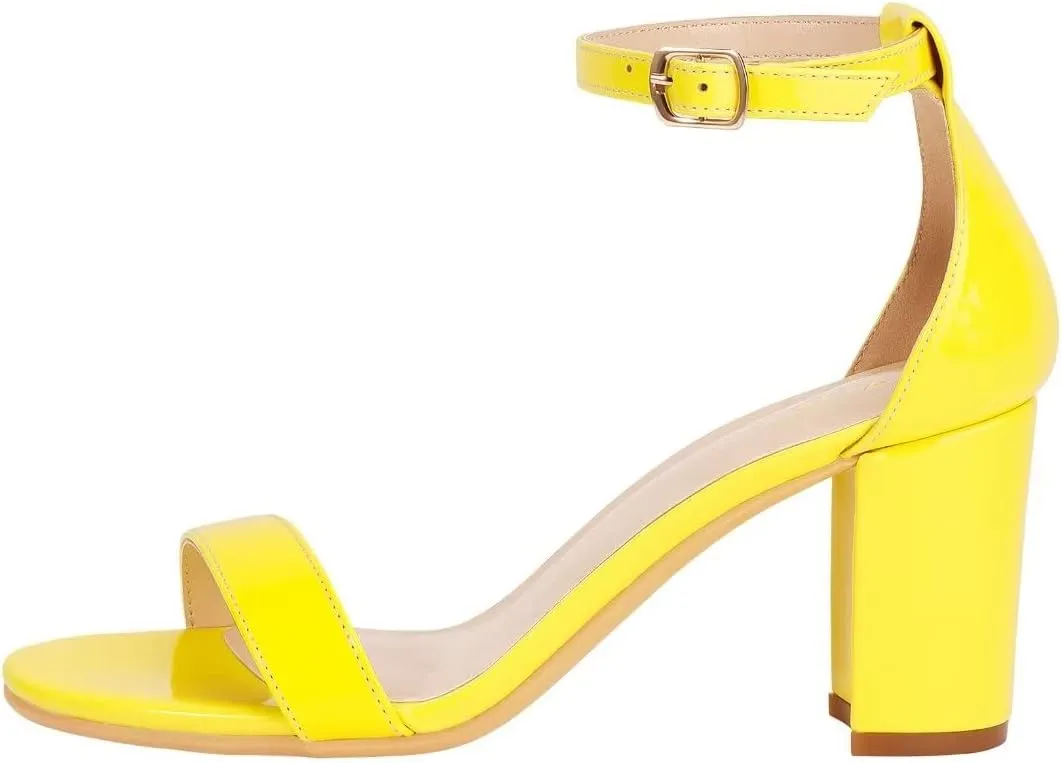 ZriEy Women's Chunky Block Open Toe Mid Heeled Sandals Two Strap Slip on Heels Slide Sandals for Party Wedding Dress Dating Daily Pumps Shoes